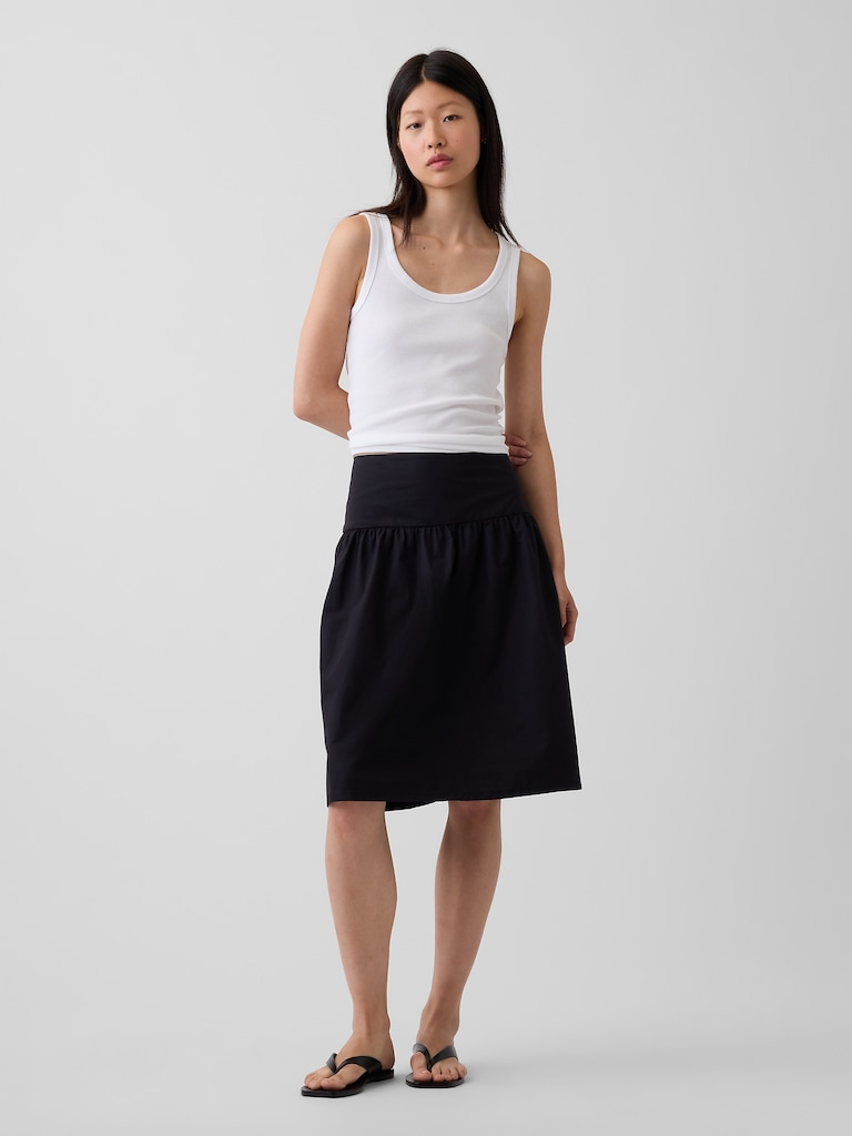 Poplin Drop-Waist Skirt