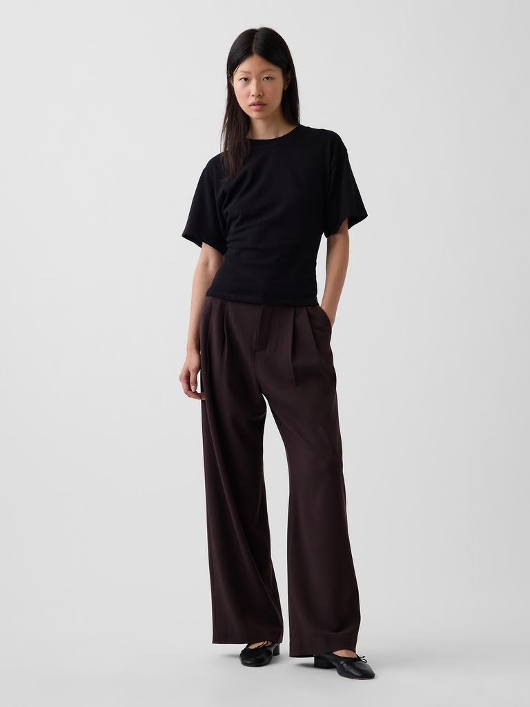 365 High Rise Brushed Twill Pleated Trousers