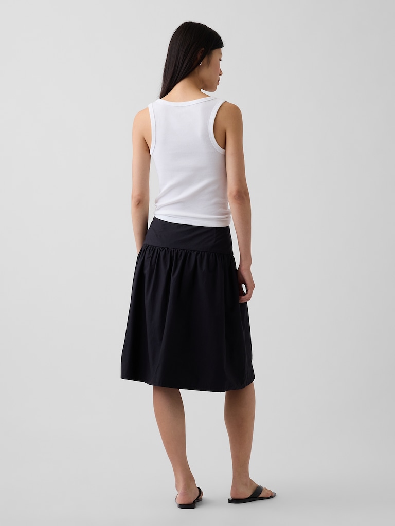 Poplin Drop-Waist Skirt
