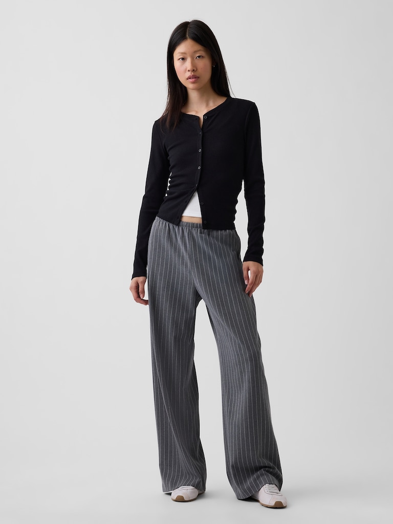 Brushed Twill Easy Wide-Leg Pants