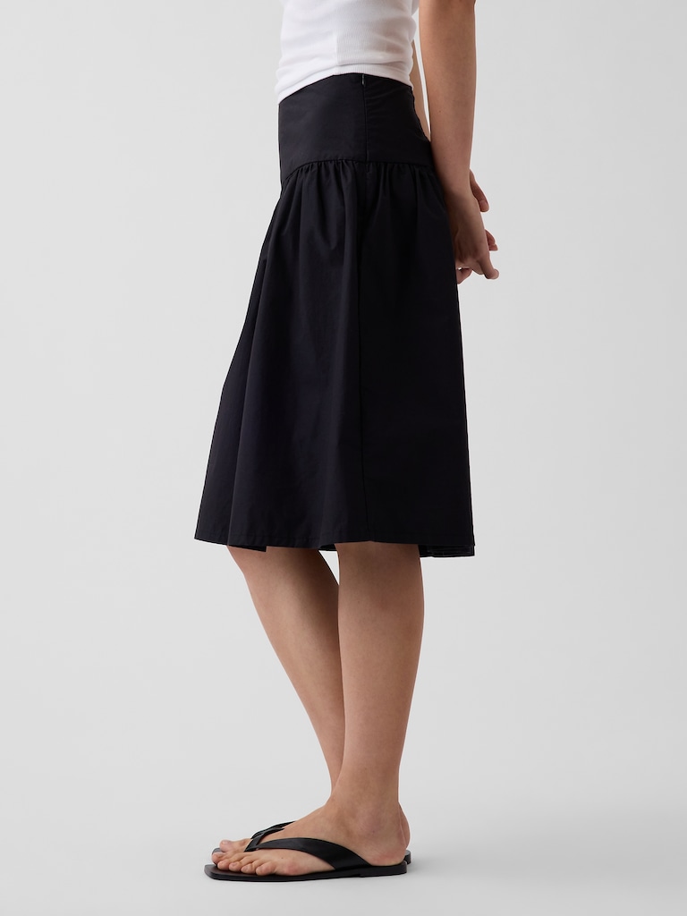Poplin Drop-Waist Skirt