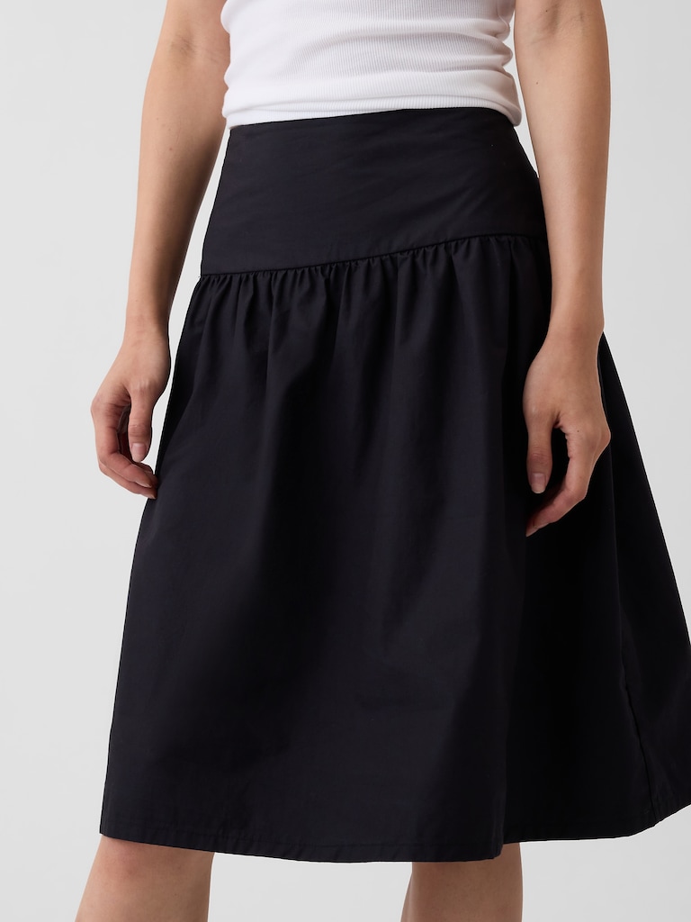 Poplin Drop-Waist Skirt