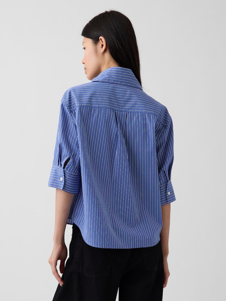 Organic Cotton Poplin Tie-Neck Shirt