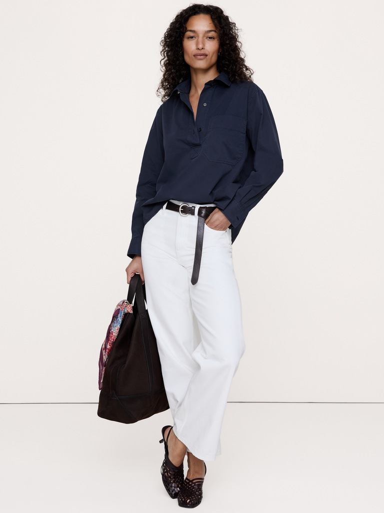 Relaxed Cotton-Twill Popover Shirt