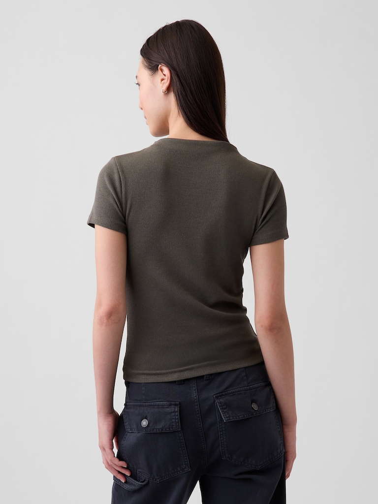 Modern Rib Mockneck Crop T-Shirt