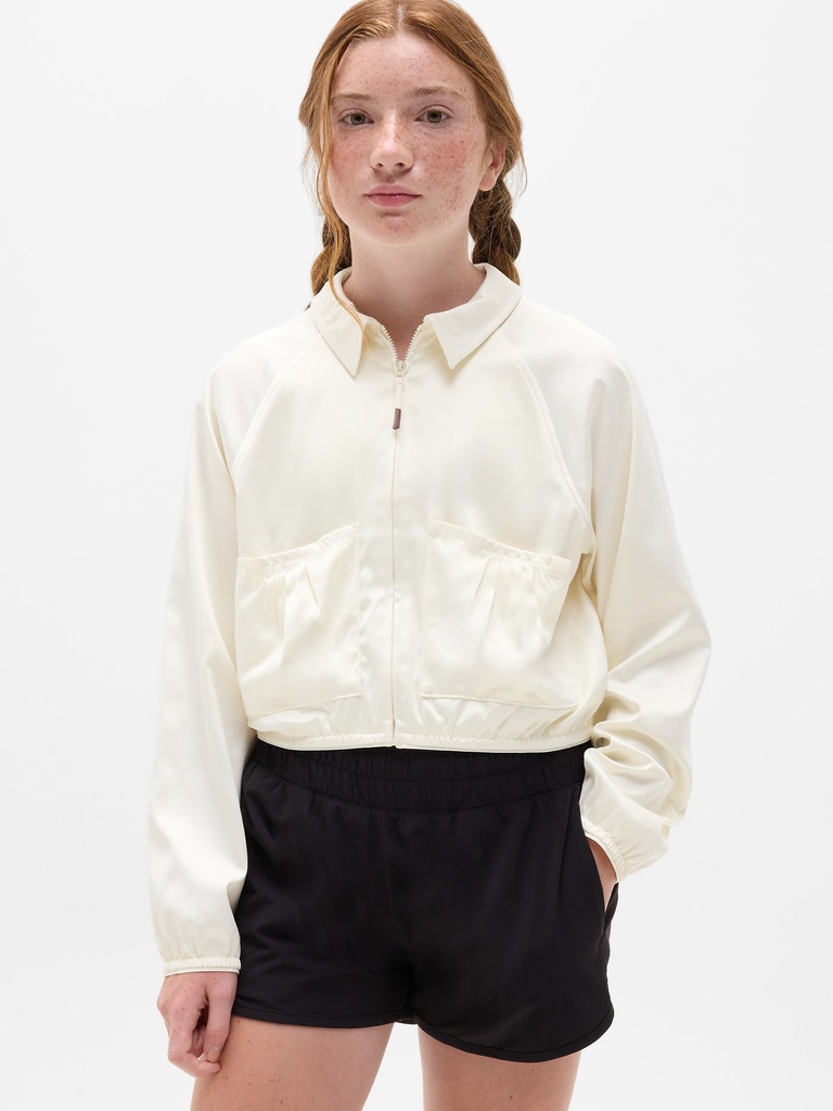 Athleta Girl Pleat Perfect Satin Jacket