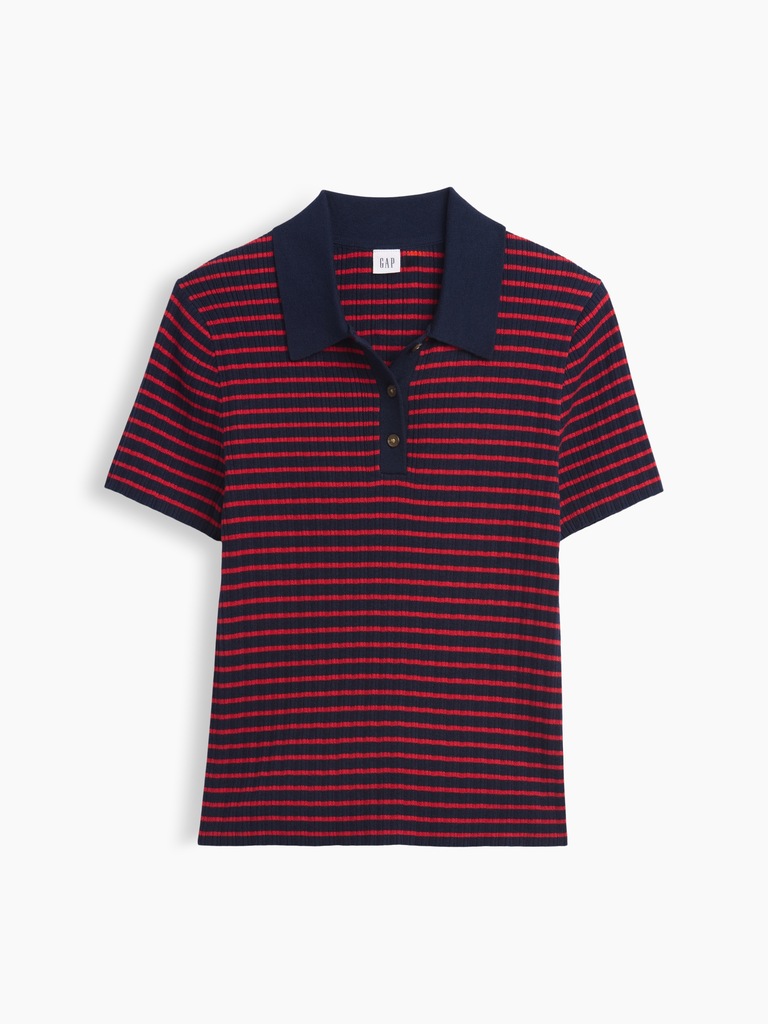 Ribbed Sweater Polo Shirt