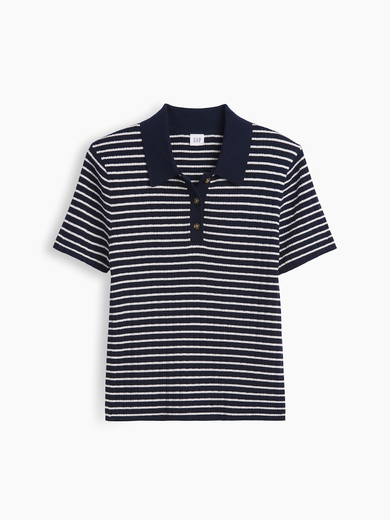 Ribbed Sweater Polo Shirt