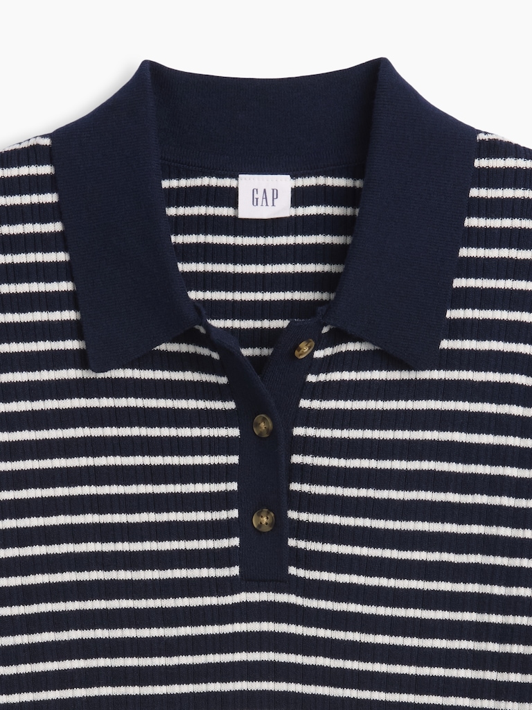 Ribbed Sweater Polo Shirt