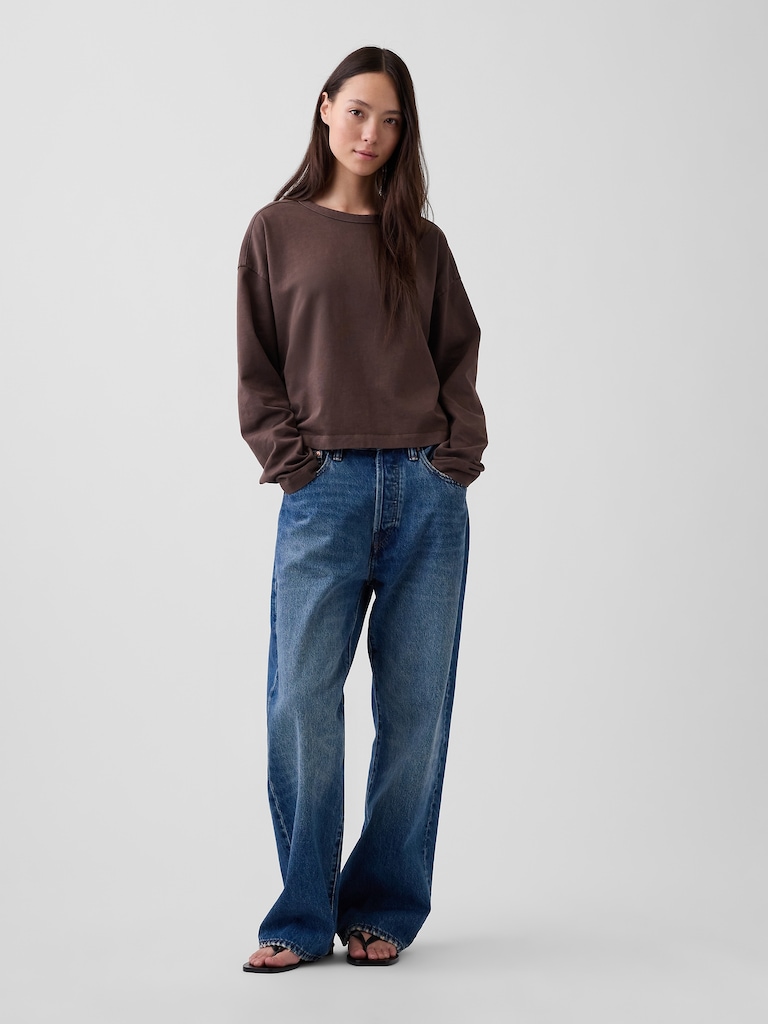 Knit Oversized Crop T-Shirt