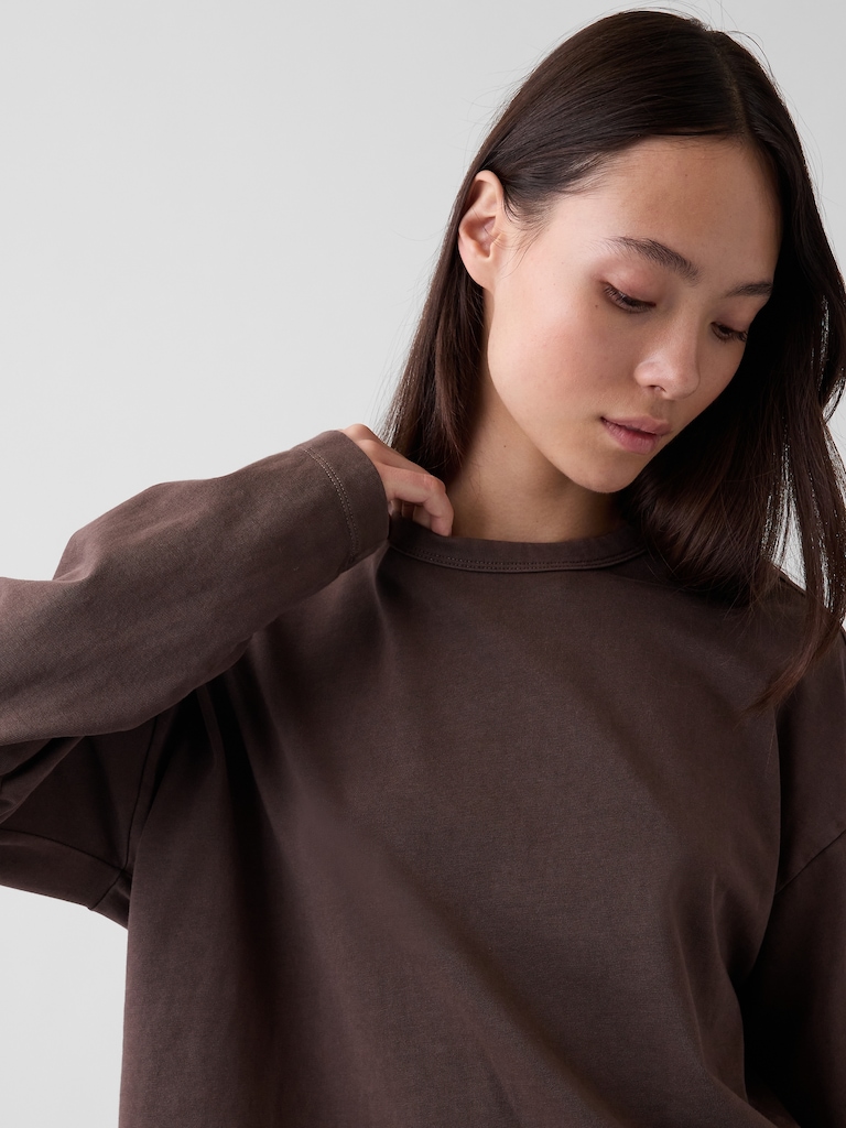 Knit Oversized Crop T-Shirt