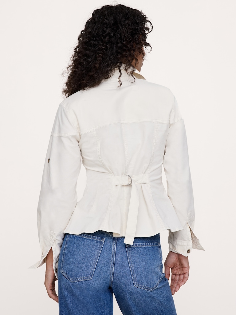 Stretch-Cotton Pleated-Waist Top