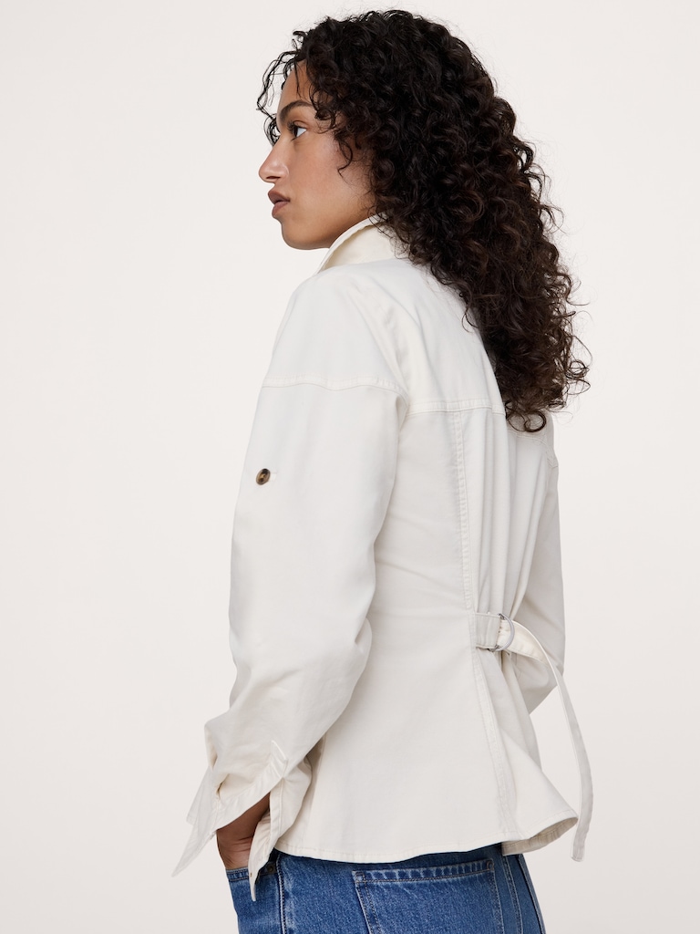 Stretch-Cotton Pleated-Waist Top