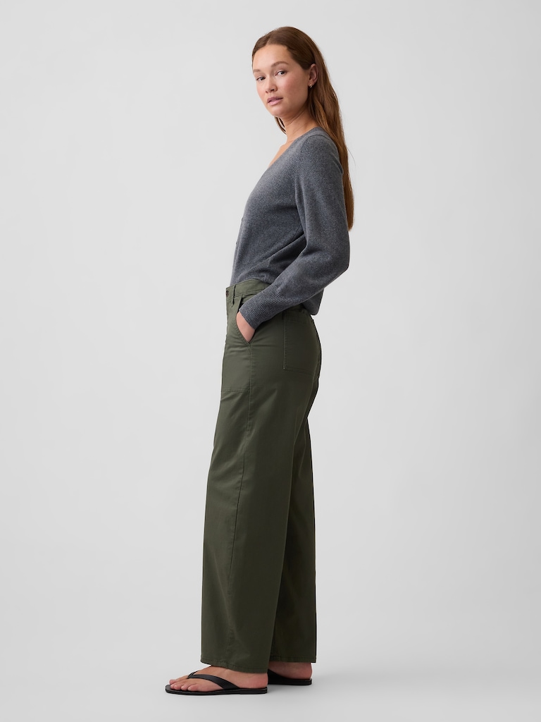 Mid Rise Barrel Khakis