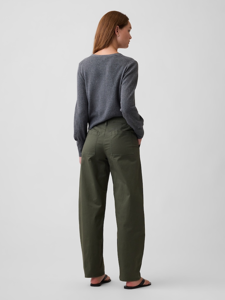 Mid Rise Barrel Khakis
