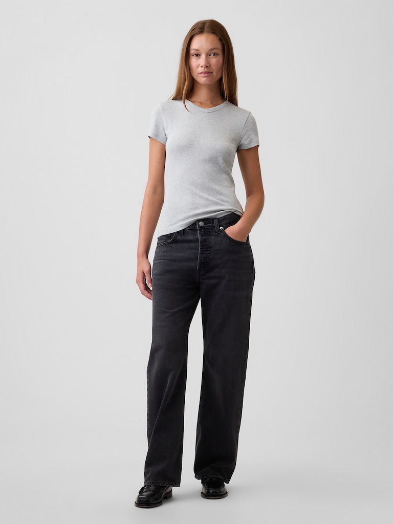 Modern Ribbed High-Neck T-Shirt