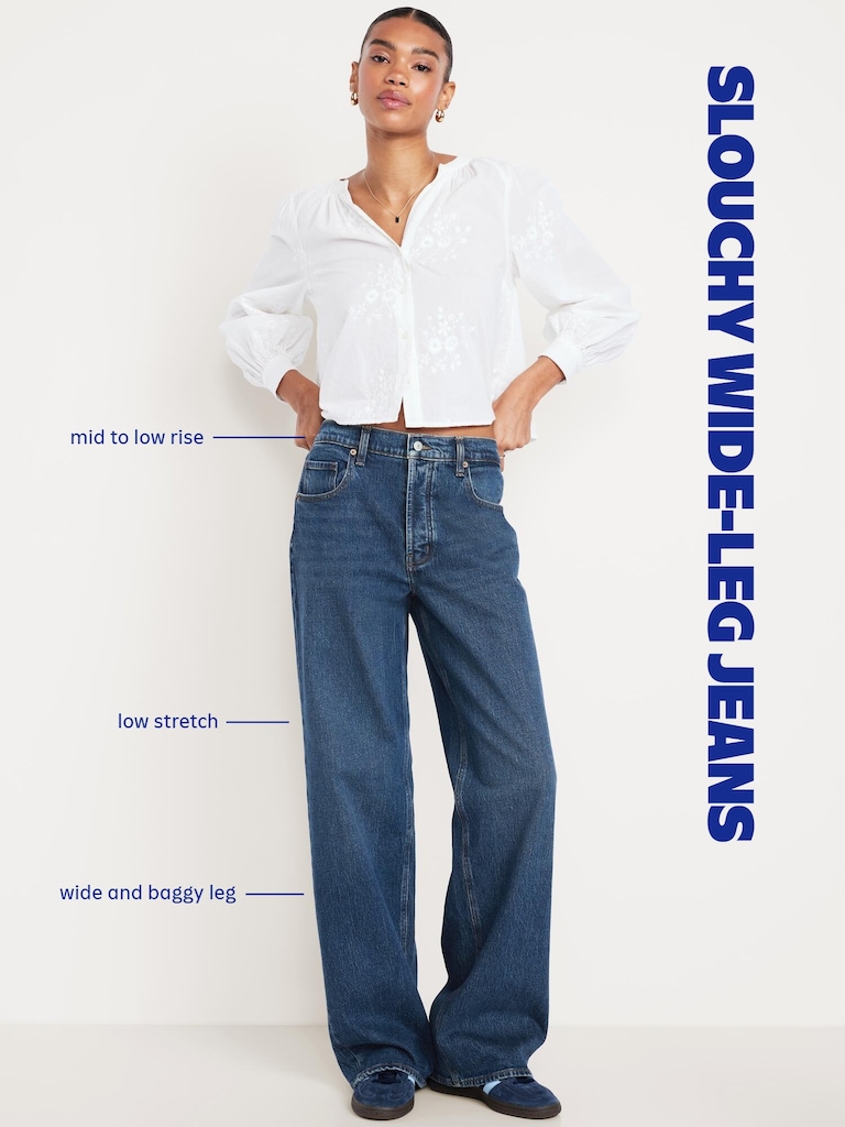 Mid-Rise Slouchy Wide-Leg Jeans