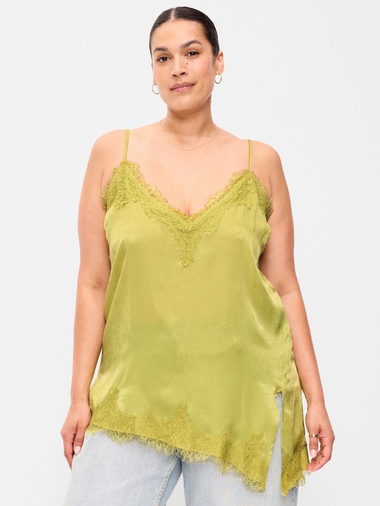 Asymmetrical Lace-Trim Cami Top