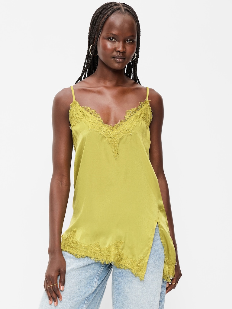 Asymmetrical Lace-Trim Cami Top