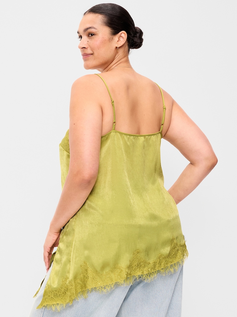 Asymmetrical Lace-Trim Cami Top