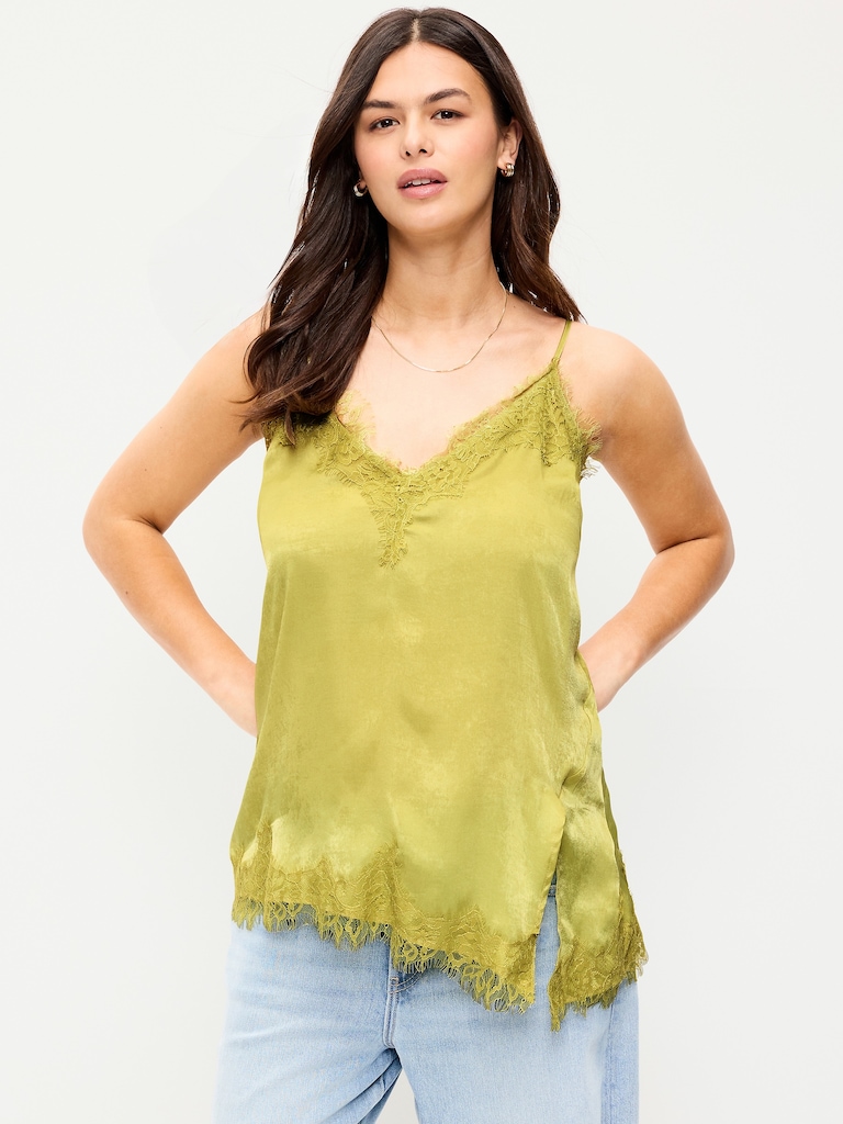 Asymmetrical Lace-Trim Cami Top
