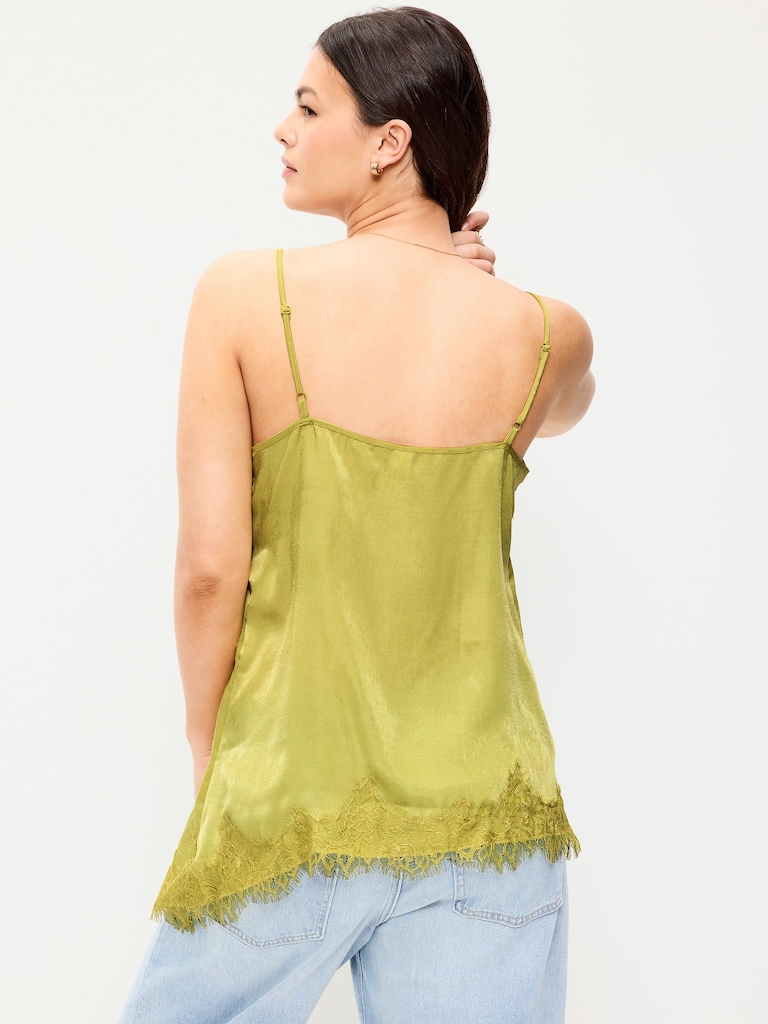 Asymmetrical Lace-Trim Cami Top