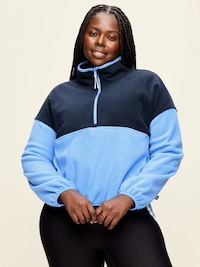 Oversized Half-Zip Cropped Fleece Sweatshirt