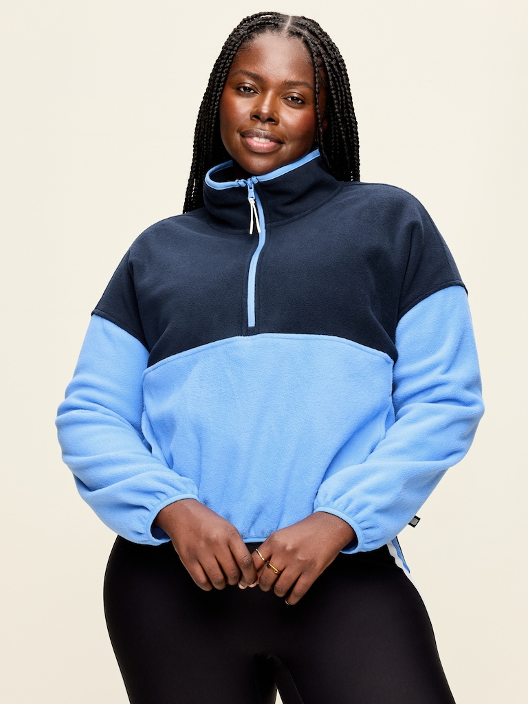Oversized Half-Zip Cropped Fleece Sweatshirt