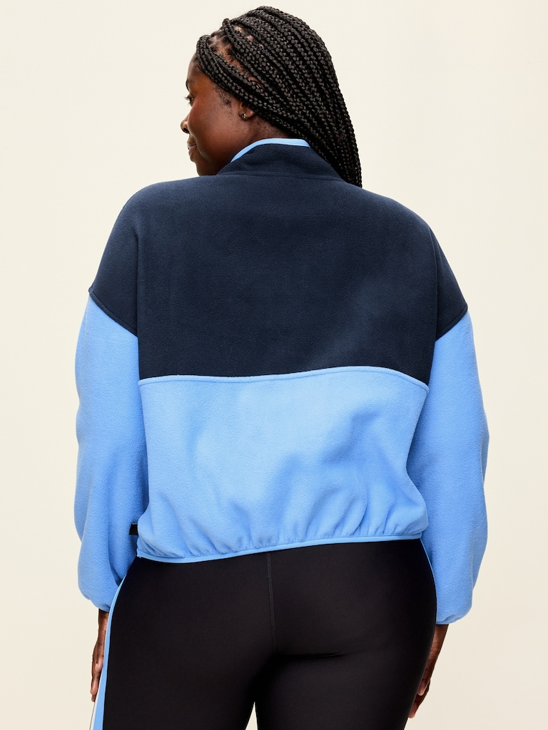 Oversized Half-Zip Cropped Fleece Sweatshirt
