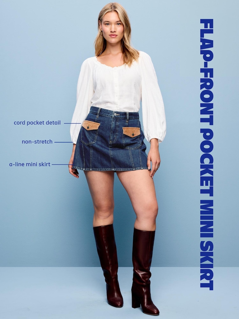 Flap-Front Pocket Mini Skirt