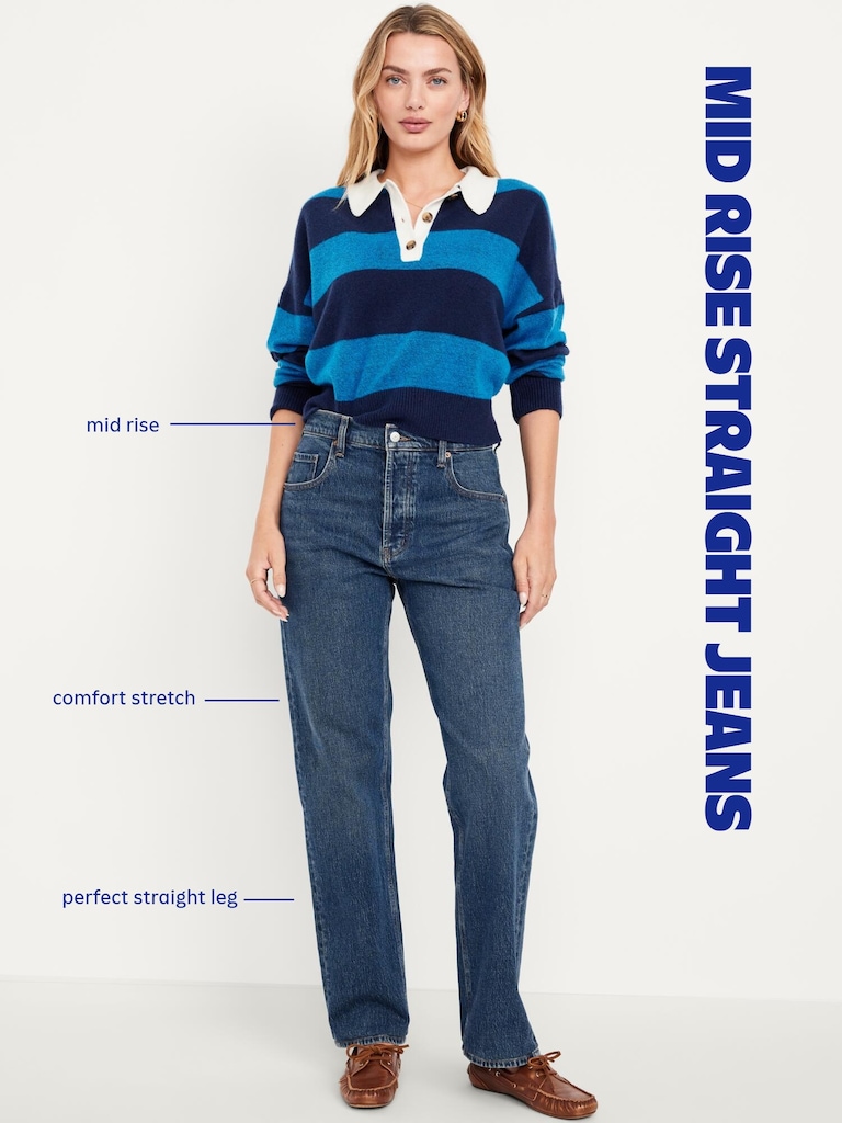 Mid-Rise Straight Leg Jeans