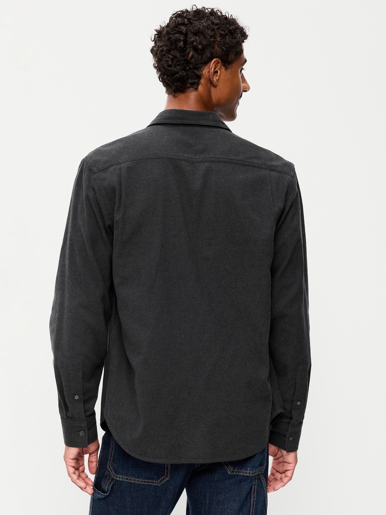 Relaxed Long-Sleeve Flannel Pocket Shirt