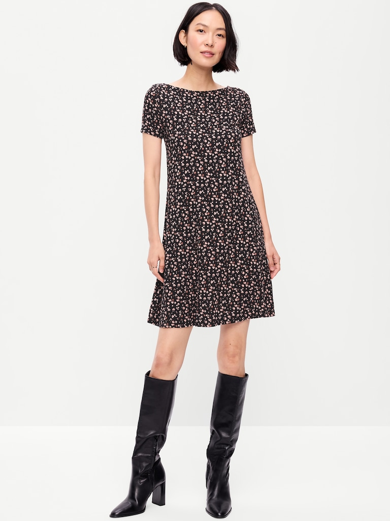 Short-Sleeve Mini Swing Dress