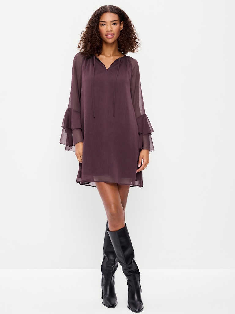 Bell-Sleeve Boho Mini Dress