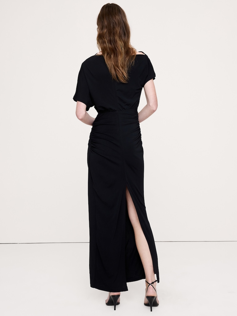 Matte Jersey Draped Maxi Dress