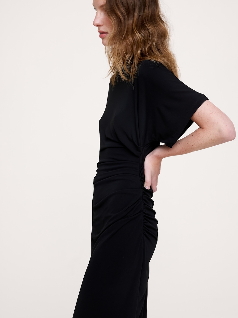 Matte Jersey Draped Maxi Dress