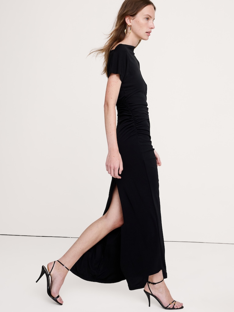 Matte Jersey Draped Maxi Dress