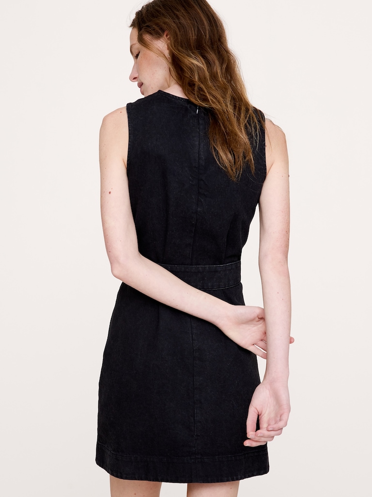 Denim Side-Button Utility Dress
