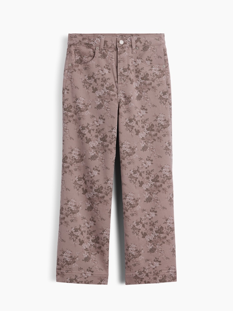 High Rise Wide-Leg Print Crop Jeans