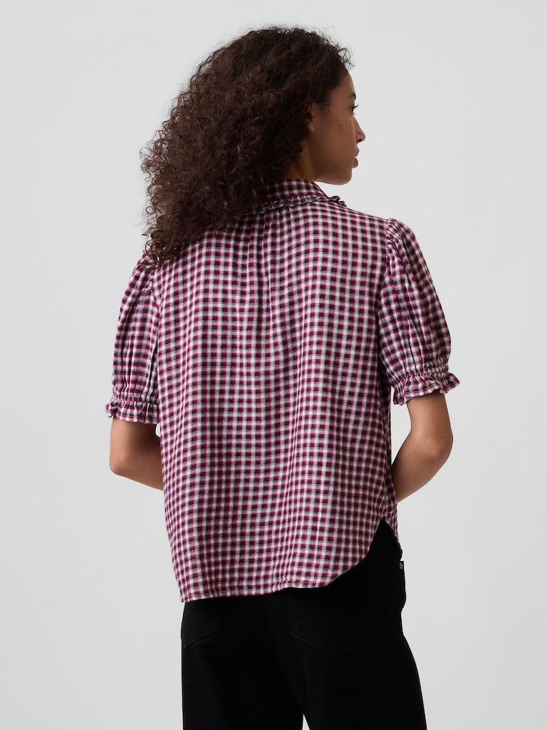 Puff Sleeve Flannel Shirt