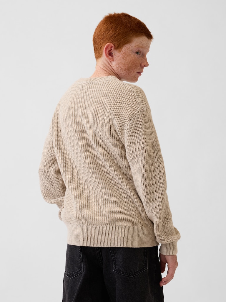 100% Cotton Relaxed Shaker Sweater
