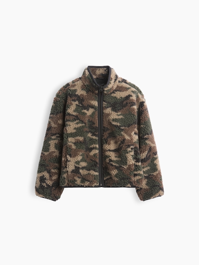 Kids Sherpa Relaxed Camo Zip Jacket