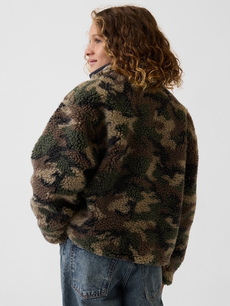 Kids Sherpa Relaxed Camo Zip Jacket
