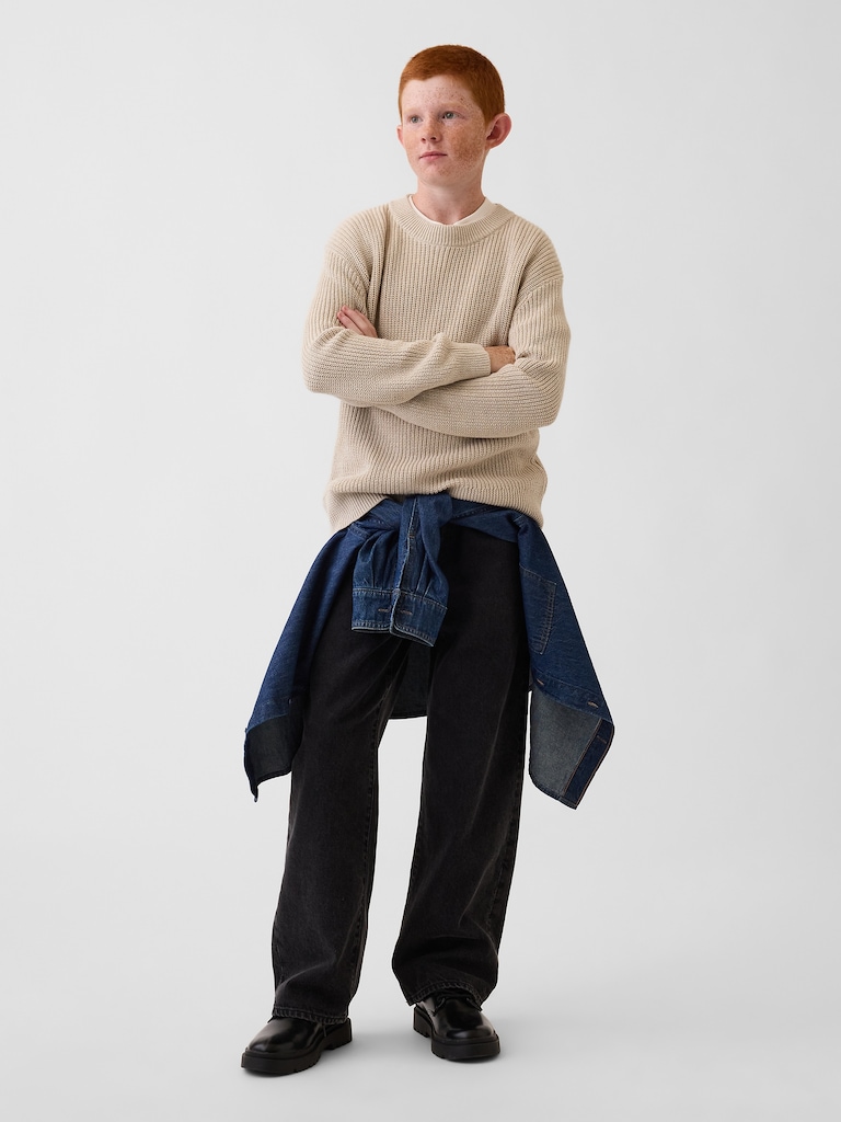 100% Cotton Relaxed Shaker Sweater