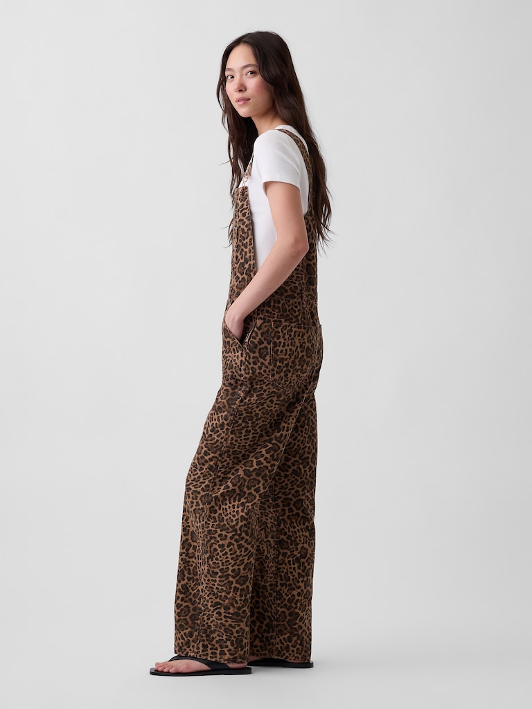 Leopard Print Loose Overalls