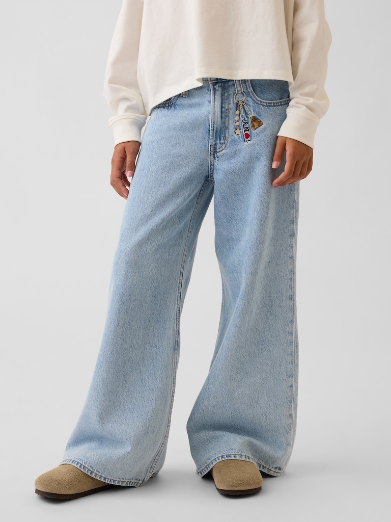 Kids Low Rise Embroidered I Heart NY Baggy Jeans