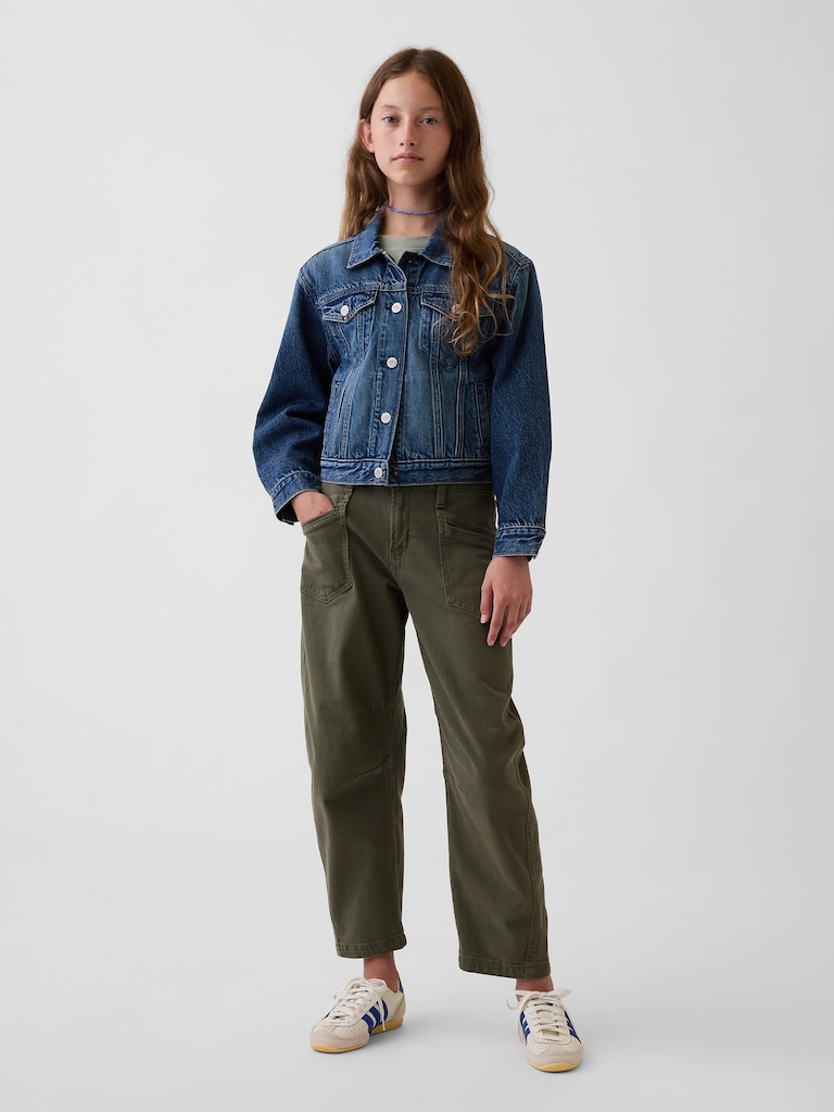 Kids High Rise Barrel Jeans