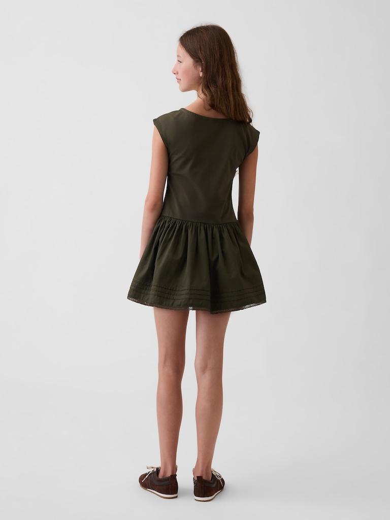 Kids Mixed Media Drop-Waist Dress