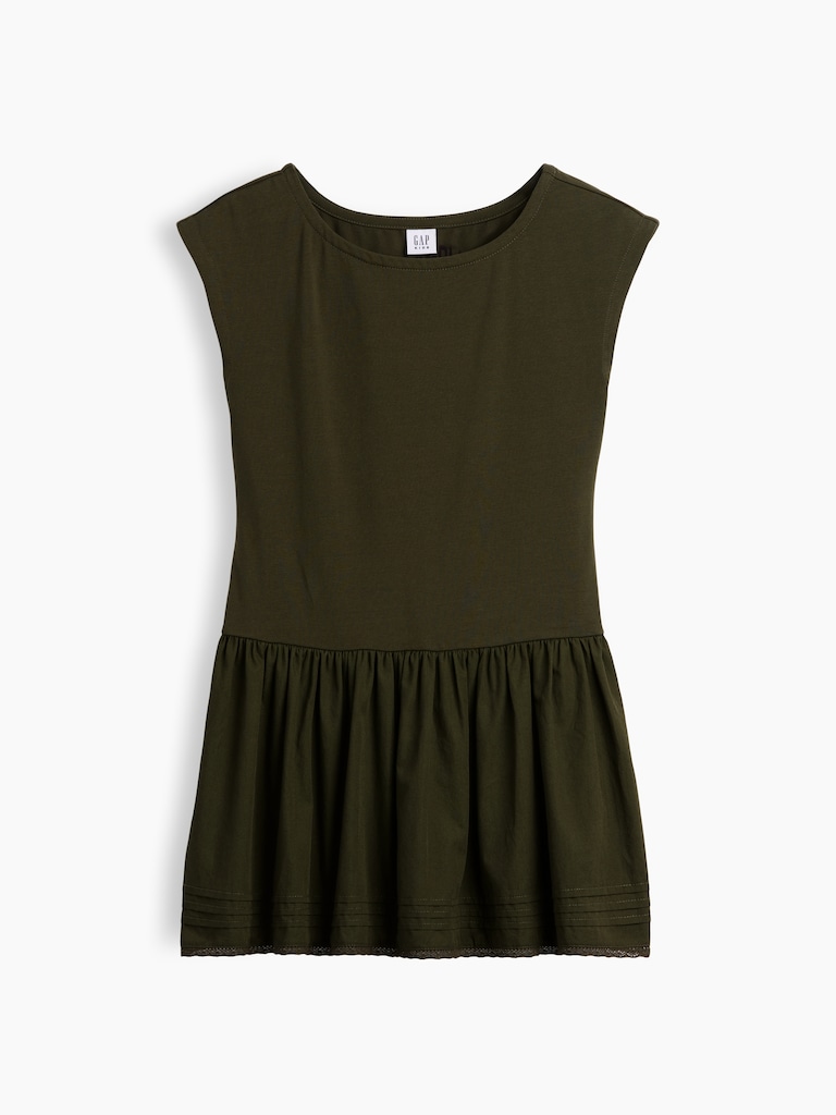 Kids Mixed Media Drop-Waist Dress