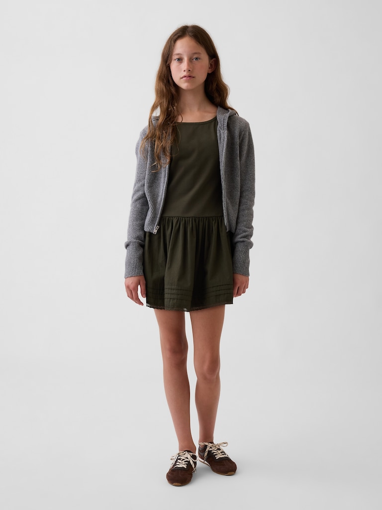 Kids Mixed Media Drop-Waist Dress